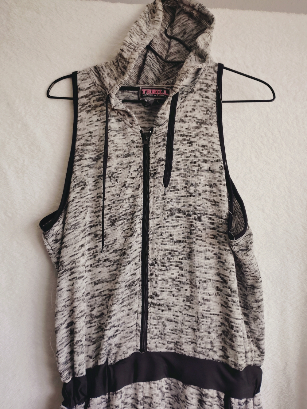 Thrill , Always A Thrill Romper, Zip Up, XL, Comfortable, Black And White